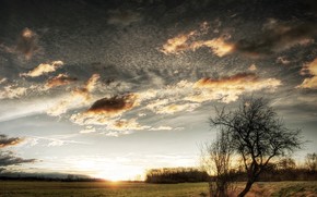 sunrise, sunset, slontse, steppe, creek