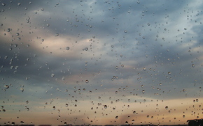 clouds, glass, drops, rain