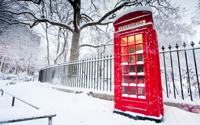 winter, telephone, booth