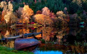 autumn, boat, nature