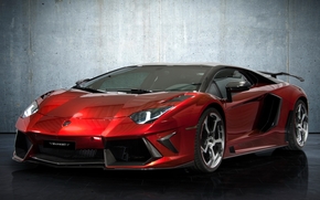 Lamborghini, aventador, Supercar, front, tyuntng, red, wall, Lamborghini