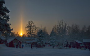 a sun pillar, over, sweden