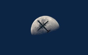 moon, plane, night