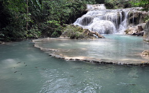 waterfall, thailand, erawan, nature