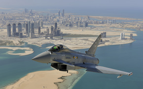 Eurofighter Typhoon, multi-purpose, fighter, flight, city, Dubai