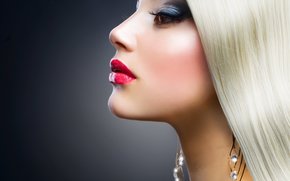 blonde, view, lips, pomade