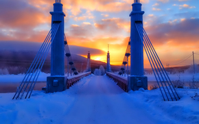 sky, clouds, winter, bridge, reliance