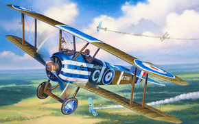 Art, plane, sky, Sopwith Camel