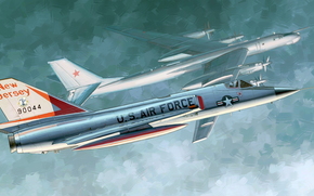 Art, plane, USA, fighter, US F-106A Delta Dart