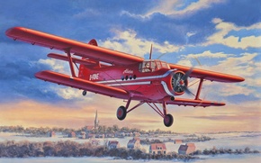 Art, plane, Kukuruznik, An-2, flight