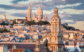 Paris, France, Montmartre, Sacre-Coeur Basilica, Paris, France, Montmartre, Sacred Heart Basilica, building, home, panorama