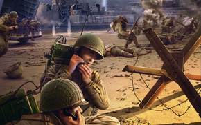 soldiers, fight, battle, landing, Bridgehead, Radio operators, ship, World of Tanks Generals