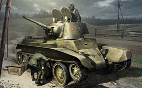 Art, Tankers, BT-7, Reconditioning, soldiers, World of Tanks Generals