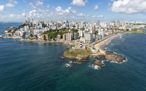 Brazil, Bahia, Salvador, Farol da Barra, lighthouse, Barr, beach, sea