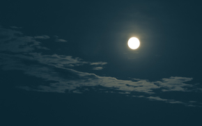 moon, night, sky, clouds, landscape