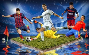 football, players, island, STADIUM, water, Photoshop