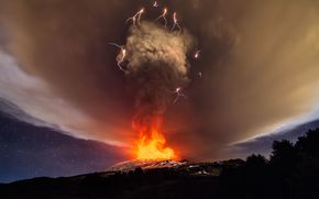 Mount, Etna, eruption, Sicily, Italy