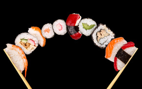 sushi, rolls, Asian cuisine, rice, seafood, protein, food