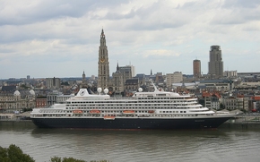 Antwerp, Belgium, Scheldt River, Antwerp, Belgium, River Scheldt, cruise liner, Liner, cruise, city