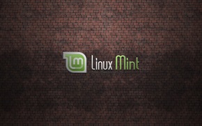 Linux Mint, mint, operating system, computer, graphics, Bricks, wall