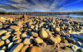 sea, shore, stones, landscape