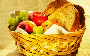 food, Food, cookery, Food, apples, grapes, bread